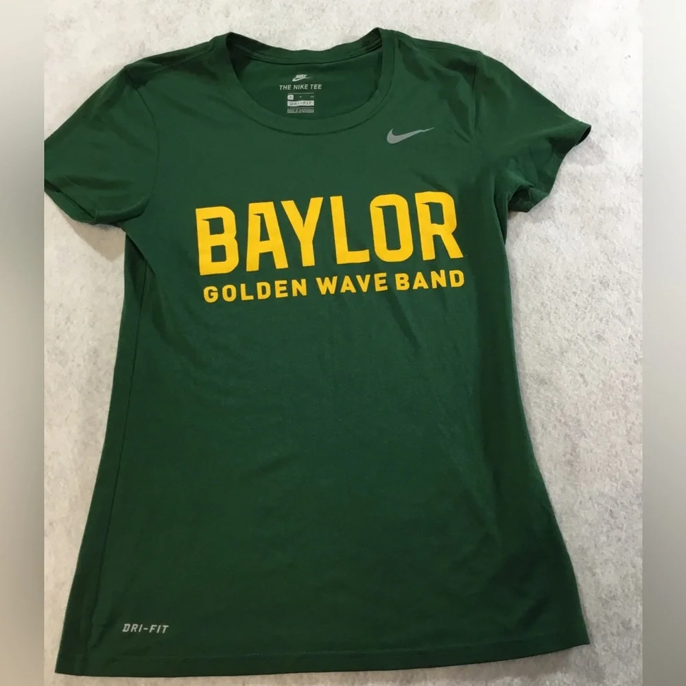 Nike Baylor Women’s Golden Wave Band Green Performance Tee SZ Small